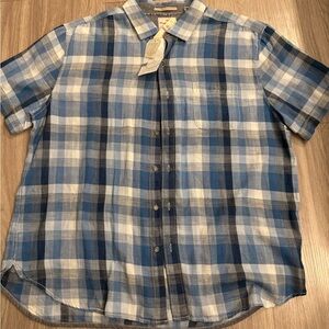 Tommy Bahama Blue and White Plaid Casual Shirt